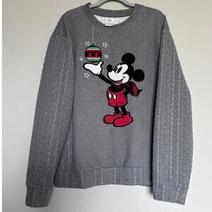 Disney Store Mickey Mouse Christmas Sweatshirt XL Gray Holiday